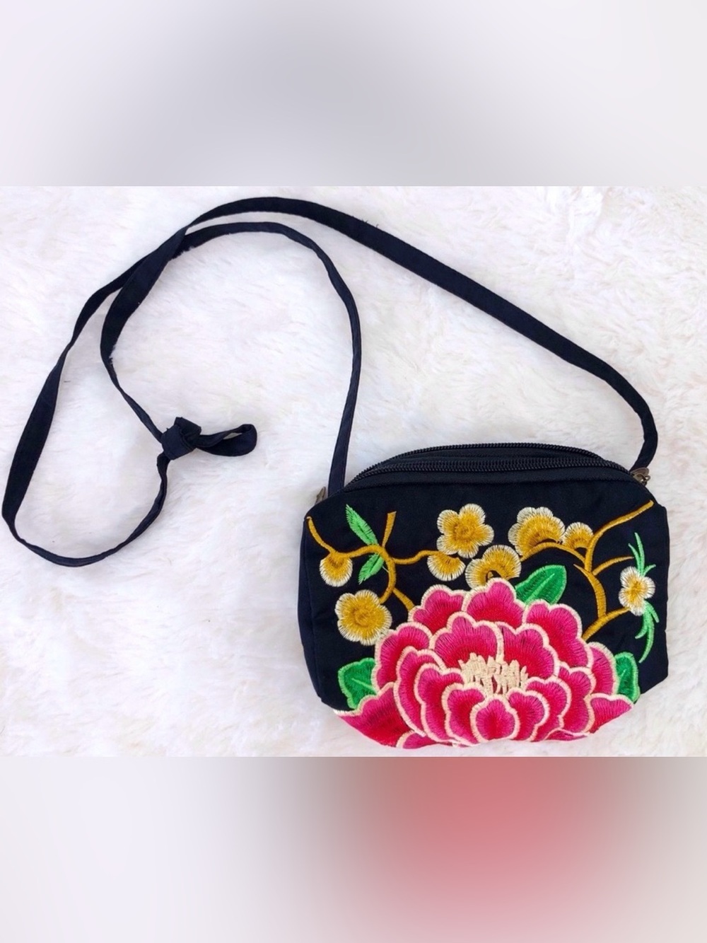 Vintage Embroidered Lotus Boho Festival Crossbody Bag India